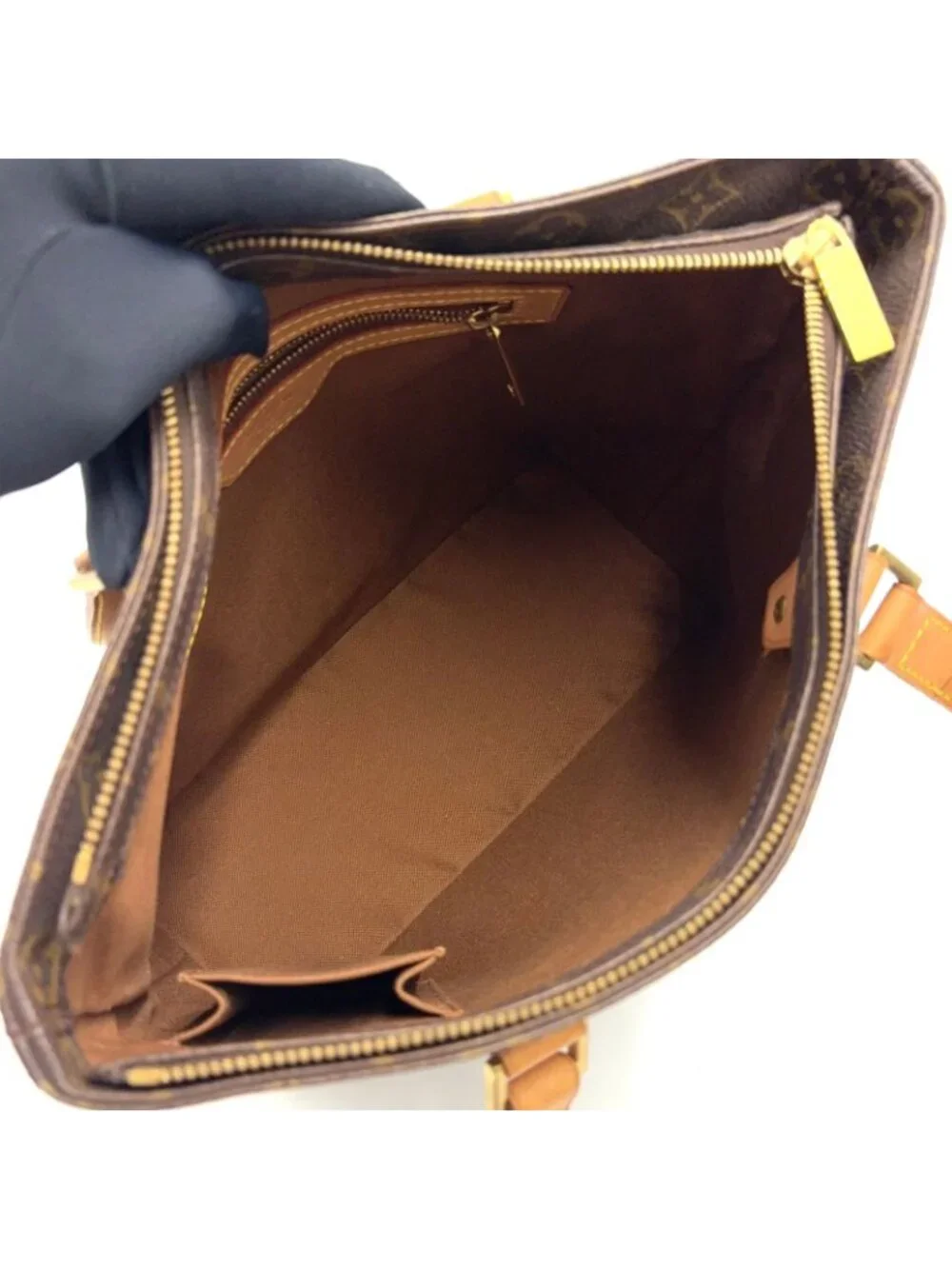 Louis Vuitton Cabas Piano Monogram Leather Brown Light Tote Gold